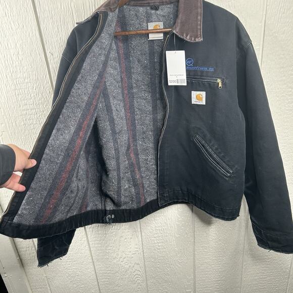 Vintage Blanket-lined Carhartt Detroit Jacket J01 BLK “Black” Men’s XL - Picture 7 of 8